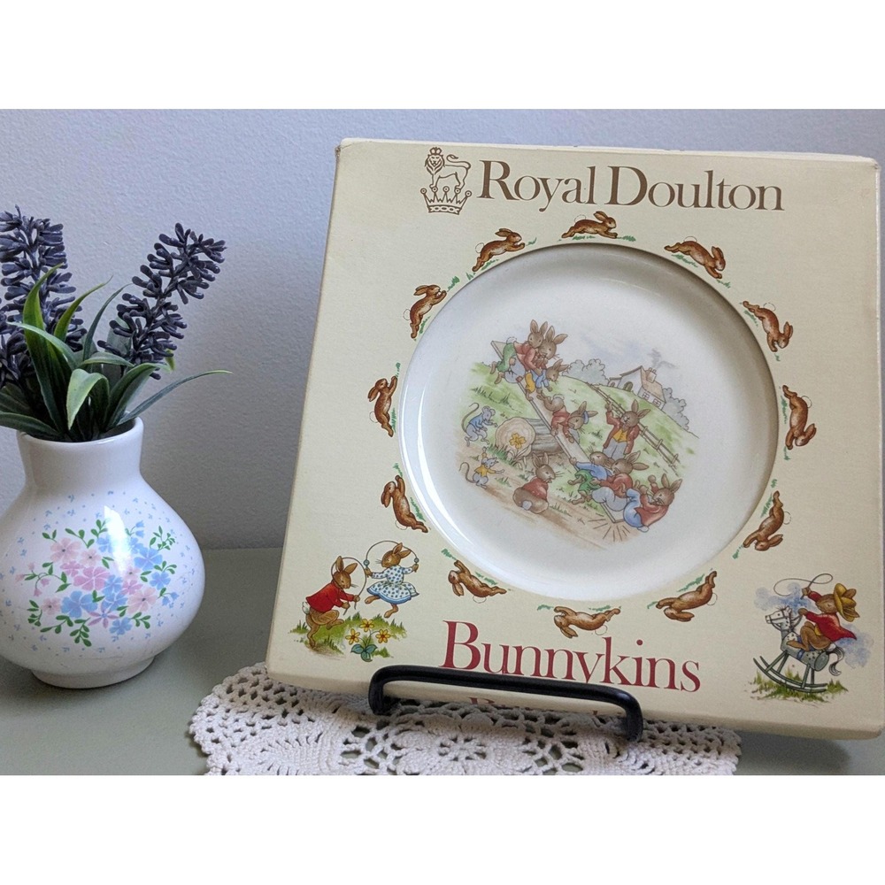 Vintage Royal Doulton Bunnykins See Saw Plate SF17 With Original Box